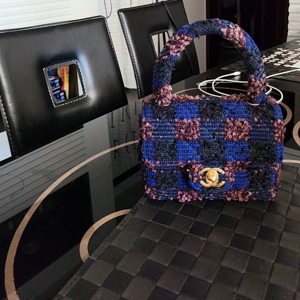 Chanel Vintage Tweed 1990 ~ 1995 Mini Top Handle Kelly